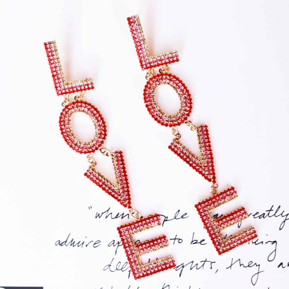 LOVE Pink + Red + Gold Valentines Earrings NWT